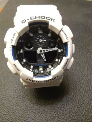 Rare Mens White Casio G Shock Watch Ga - 100b - Battery