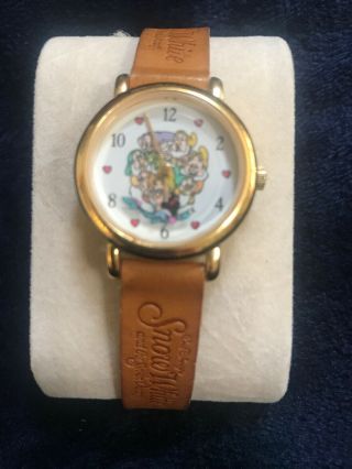 Vintage Timex Disney Snow White And The Seven Dwarfs Analog Watch Leather Band