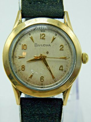 Vintage 1958 Bulova 10k Rolled Gold Plate Wrist Watch Waterproof Sea King