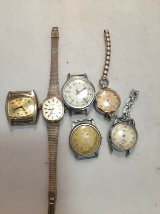 Joblot Of Vintage Ladies Mechanical Watches Spares Ingersoll Ruhla