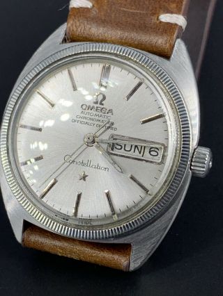 Vintage Omega Constellation Chronometer Automatic Day Date Watch Stainless Steel