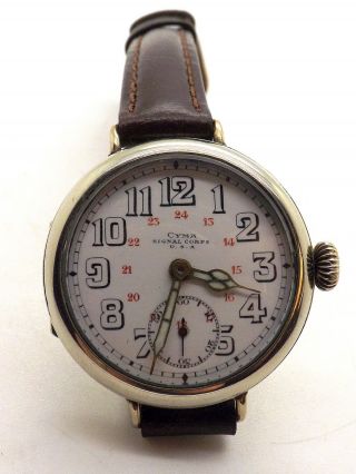 Wwi Cyma Tavannes Military Trench Watch U.  S.  Signal Corps Runs - Need Cleaning