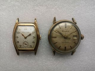 Set Of 2 Old Watch Bulova 10ak & 11alacd Automatic For Repair/parts