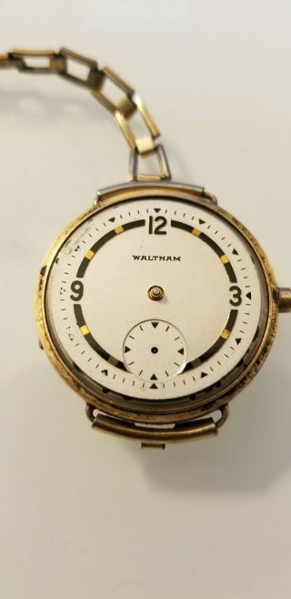 Antique Waltham,  Wristwatch,  15 Jewels,  Unique Design,  Golden Watch Inscribed 10k