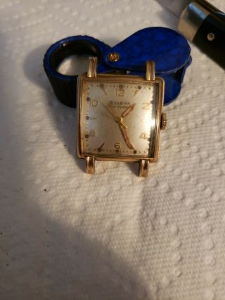Vintage Mens Bulova Gold Filled Wrist Watch Runs Rare Rolled Gold Unique Case