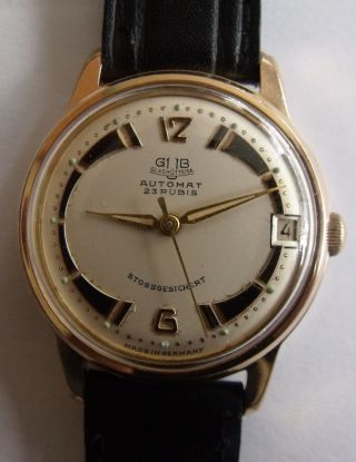Very Rare - " Gub - Glashutte " - 23j Auto G/plated Germany Wrist Watch