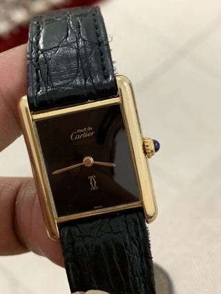Vintage Cartier Must Tank Vermeil Gold Plated Quartz Watch