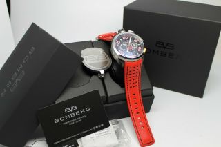 Bomberg Bolt 68 Watch 45mm Stainless Steel Case Chronograph Black And Red Dial