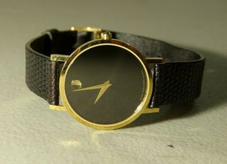 Mens Movado Museum Classic Gold Black Face Quartz Watch 87.  45.  882