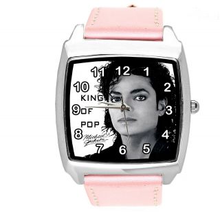Michael Jackson Mj Music Pop Star Singer Pink Leather Square Cd Dvd Watch E2