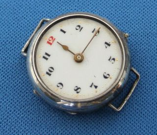 Vintage Old Pin Set Solid Silver Trench Watch Red 12 Wire Lug Mechanical Parts
