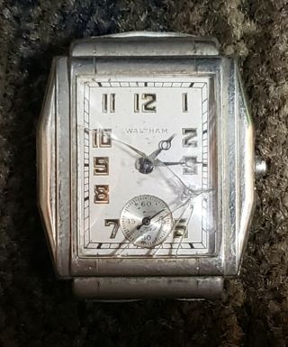 Vintage Art Deco Wgf Hooded Lug Waltham Wristwatch For Restoration/parts