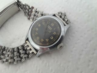 Wristwatch Parker 17 J Stainless Steel Back Military Army Style Black Dial