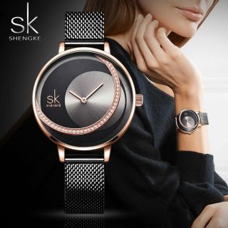 Sk Fashion Luxury Brand Women Quartz Watch Creative Thin Ladies Wrist Watch