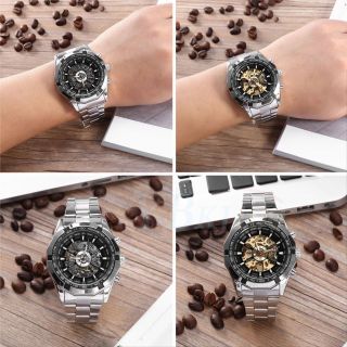 Winner Mens Watches Automatic Mechanical Skeleton Stainless Steel Wrist Watch D