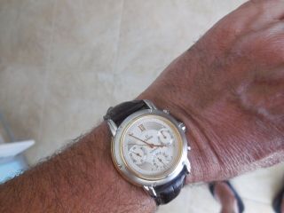 Vintage Gevril Greenwich Chrono Ss /18k Solid Gold Automatic Men 