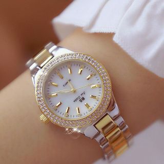 2018 Luxus Marke Dame Kristall Uhr Frauen Kleid Uhr Mode Rose Gold Quarz Uhren