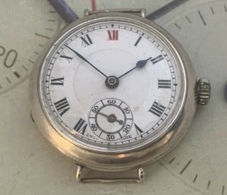 Silver Ww1 Silver Trench Watch With Lovely Red Xii - 35mm Wide
