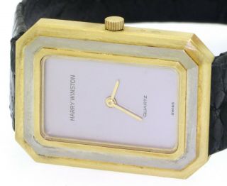 Harry Winston 18K 2 - tone gold elegant high fashion unisex quartz dinner watch 3