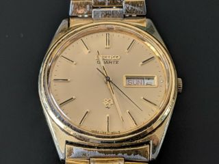 Seiko Sq Vintage Gents Wristwatch 7123 - 8290 Day & Date Quartz Gold Plated