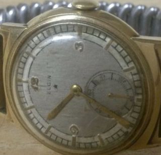 Vintage Mens Wristwatch Elgin 14k Gold Filled Case