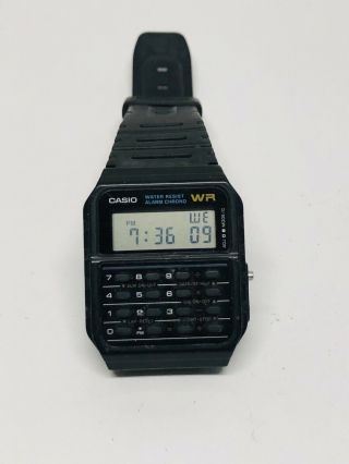 Casio Ca - 53w Black Resin Retro Calculator Watch Running