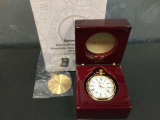 Bulova Ashton Gold Tone Stainless Steel Pocket Watch B2662