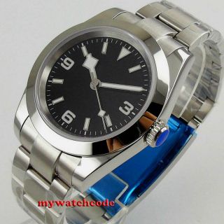 40mm Bliger Sterile Black Dial Luminous Mark Sapphire Glass Automatic Mens Watch