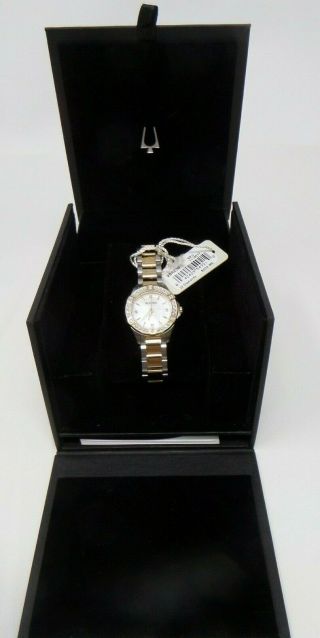 Bulova 98r236 Ladies Two Tone Stainless Steel And Diamond Watch Retail $350