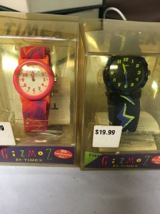 2 Vintage 1990s Timex Gizmoz Kids Watches In Package