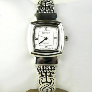 Geneva Platinum Silver 5225 Cuff Watch Bracelet
