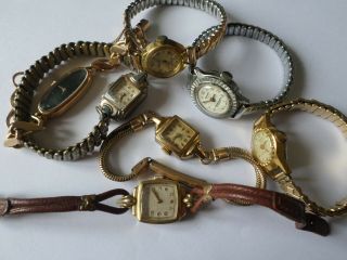 7 Vintage Ladies Wrist Watch Repair Spares Weil Junghans Oris Stowa Ingersoll