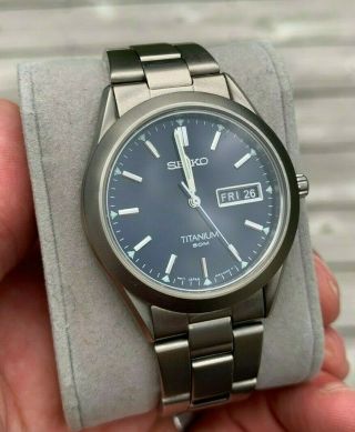 Seiko Titanium Black Dial Watch Men,  Sgg707