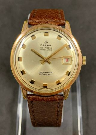 Rare Vintage Darwil Automatic Incabloc Watch - 7016 Cal.  Eta 2452,  25 Jew.