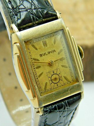 Vintage Bulova 10k Rolled Gold Plate Flashy Art Deco 15 Jewel 1930s Wrist Watch
