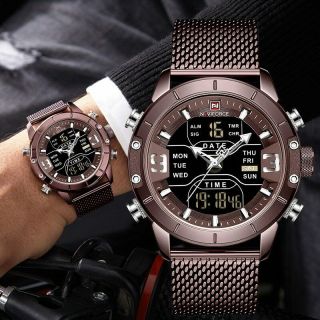 Naviforce Analog Digital Uhren Männer Luxus Marke Edelstahl Sport Herren Uhren