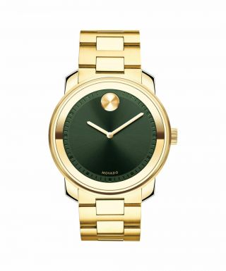 Movado Bold Green Dial Yellow - Gold Pvd Stainless Steel Men 