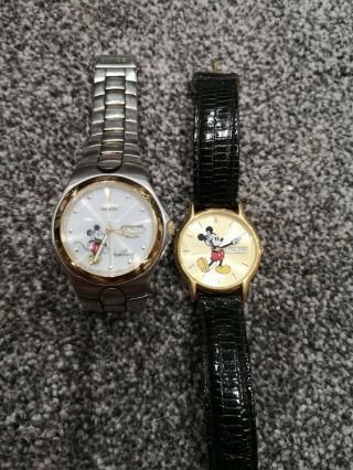 2 X Micky Mouse Disney Watches Vintage Citizen