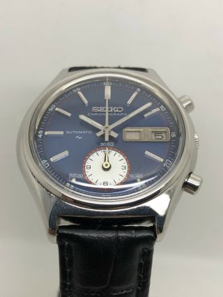 Vintage Rare Seiko Chronograph Automatic Blue Dial Day/Date 7016 - 8001 3