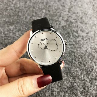 2019 Women Design Cute Bear Watch Stainless Steel Leather Strap Quartz Watch