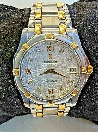 Concord Swiss made men ' s Saratoga watch with 18k gold and diamonds 2