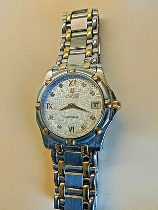 Concord Swiss made men ' s Saratoga watch with 18k gold and diamonds 7