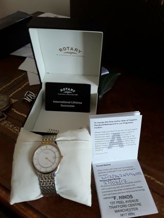Men’s Rotary Dress Watch Gold Steel Bracelet Date Classic Mid - Size