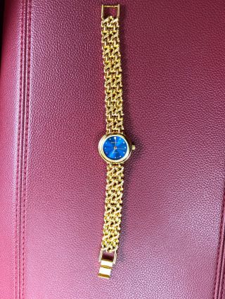 Pierre Cardin Quartz Watch,  Gold Band,  Blue Face,  Beauty Needs Battery