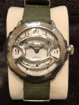 Extremely Rare 1914 Wwi Elgin Trench Watch 6s Philly Case,  Pat Duo Guard Runs