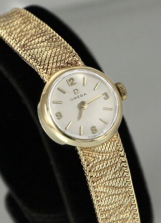 9k Solid Gold Omega Ladies Watch,  9k Solid Gold Bracelet,  Omega Box (112)