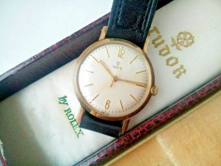 Gents 1958 Solid 9k Gold Rolex Tudor Watch In & Rare Box