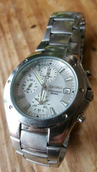Seiko SND559 Chronograph Silver Dial Cal 7T92 Stainless Steel Mens Watch 3