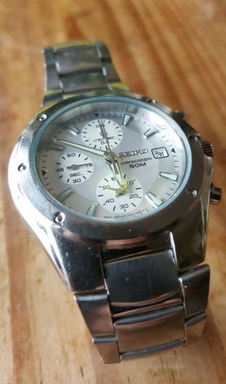 Seiko SND559 Chronograph Silver Dial Cal 7T92 Stainless Steel Mens Watch 4