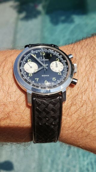 Vintage Birks Rideau Valjoux 7730 Chronograph,  Iob Papers And Tropical Band Orig